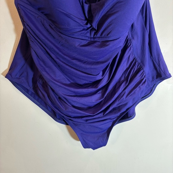 LA BLANCA Sz 22 Island Goddess Ruched Thin Straps Padded One Piece Bathing Suit - Picture 4 of 9